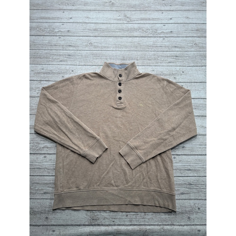 Y2K Brooks Brothers Sweater Men's XL Beige Cotton Pullover Preppy Quarter Button